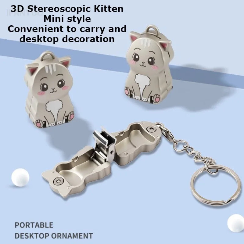 Stainless Steel Nail Clippers Exquisite Cute Kitten Shape Keychain