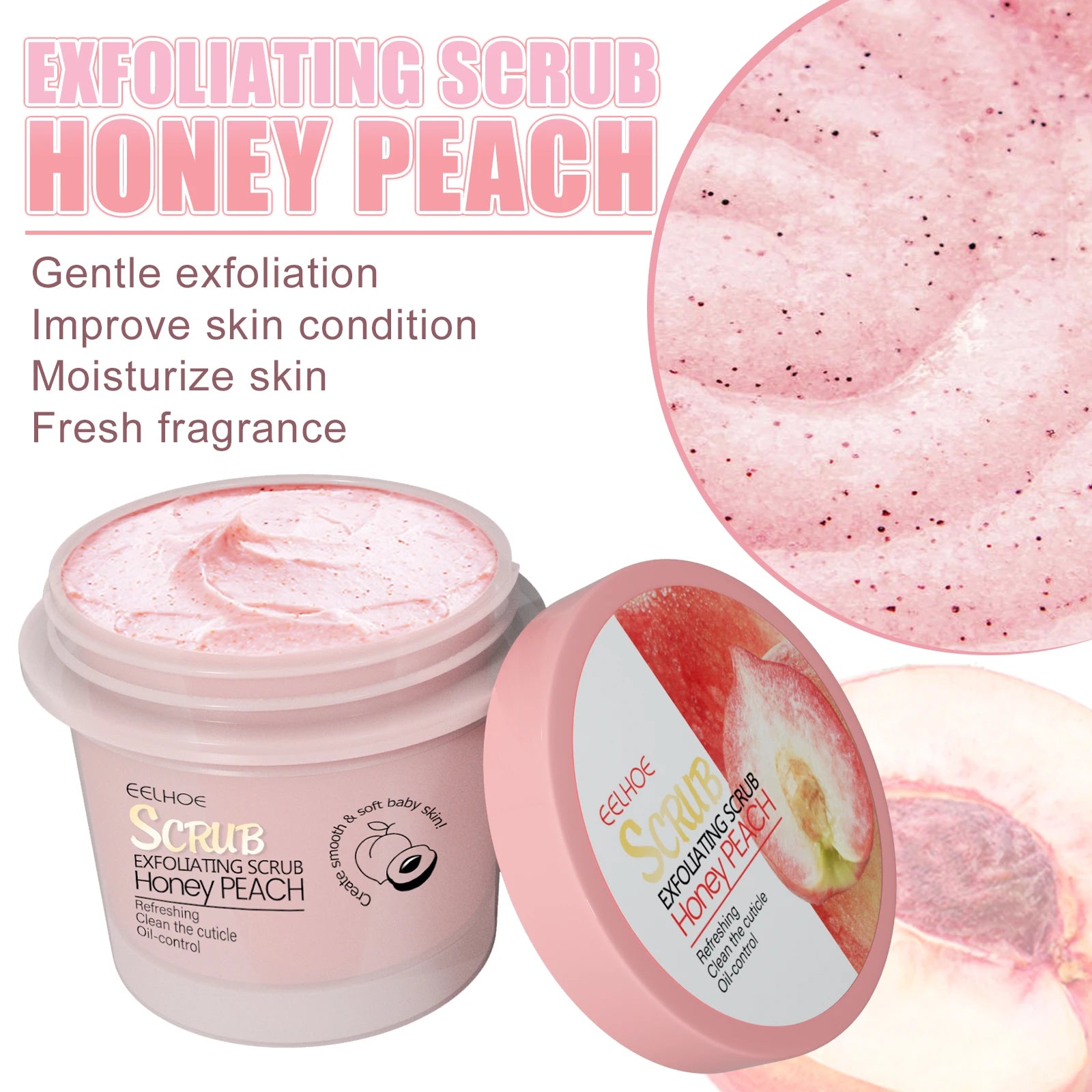EELHOE Honey Peach Body Scrub Cream – Exfoliate & Glow Body Scrub Cream Zpaxo