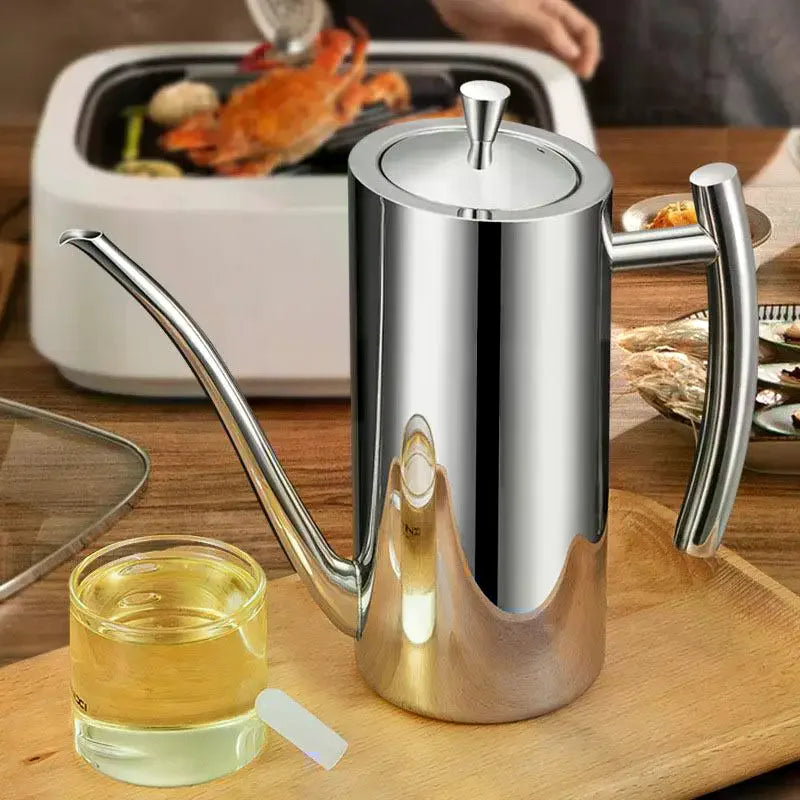 304 Stainless Steel Oil Pot Kitchen Oil Tank Sauce Vinegar Drip-Proof Dust-Proof Oil Storage Container To Store Kitchen Tools Zpaxo