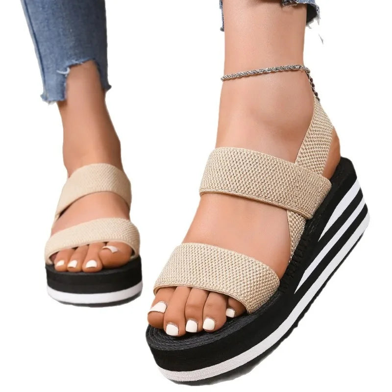 Women's Light Weight Wedge Sandals Open Toe Platform Thick Soled