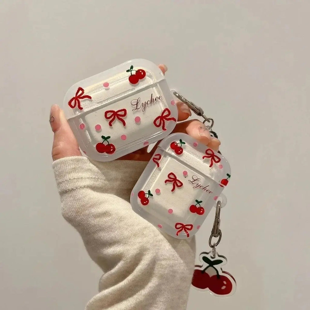 Lovely Cherry Blossom Bow For Apple Air Pods 4 3 Pro 2 1 Bluetooth Headphones Cover with Keychain Silicone Cover Protective Case Zpaxo A for Airpods 1 or 2