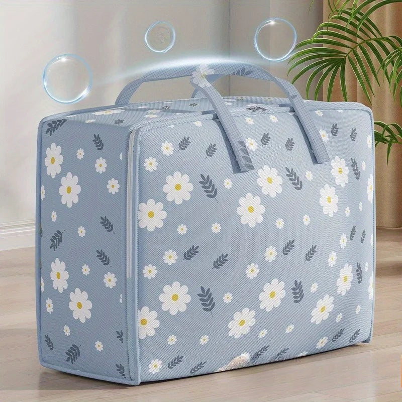 Large Blanket Storage Bags Folding Comforter Storage Bag For Clothes Storage Containers For King Comforter Bedding Pillow Sheet Zpaxo Blue