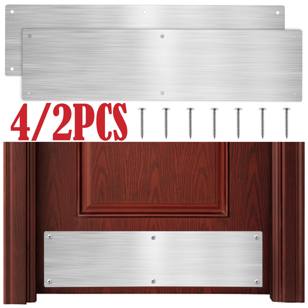 2/4Pcs Door Kick Plates 4*16Inch Stainless Steel Kick Plates Door Protection Metal Plate Anti Damage Door For Dog Enter the door Zpaxo