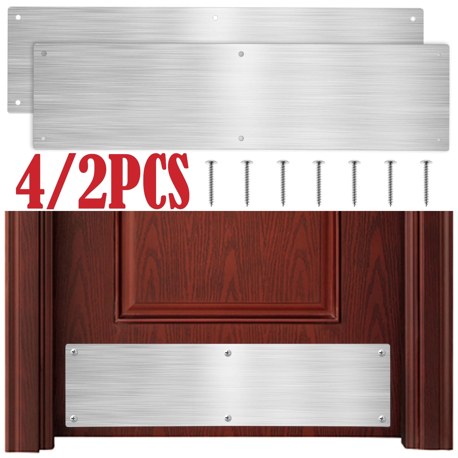 2/4Pcs Door Kick Plates 4*16Inch Stainless Steel Kick Plates Door Protection Metal Plate Anti Damage Door For Dog Enter the door Zpaxo