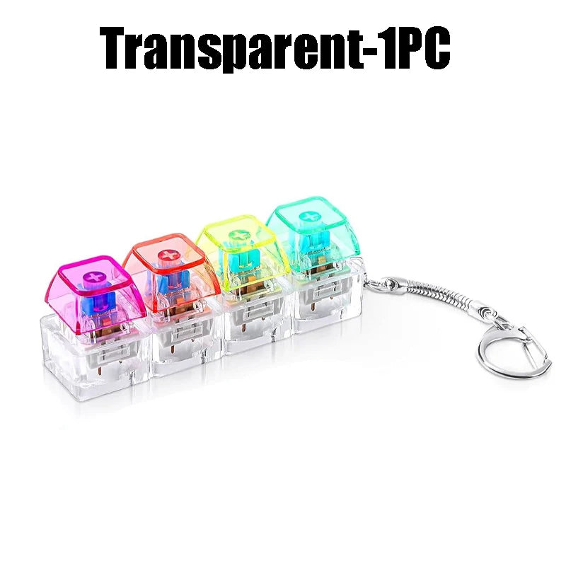 LED Light-up Keyboard Keychain Clickable Buttons Stress Relief Fidget Zpaxo Color-1PC