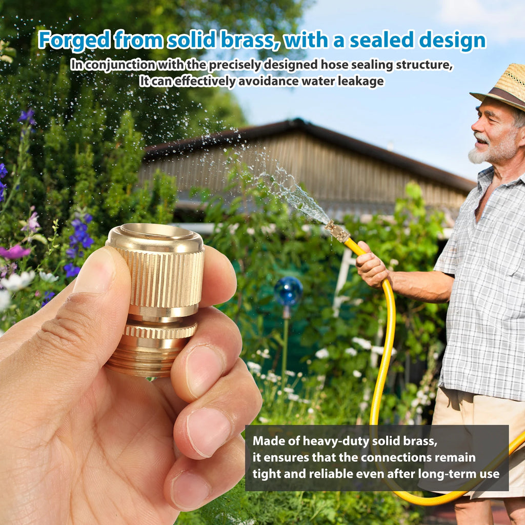 Garden Hose Quick Connect Brass 3/4 Inch GHT Set Leakproof Water Hose Fitting Male Female Connector for Faucet Sprinkler Irrigat Zpaxo