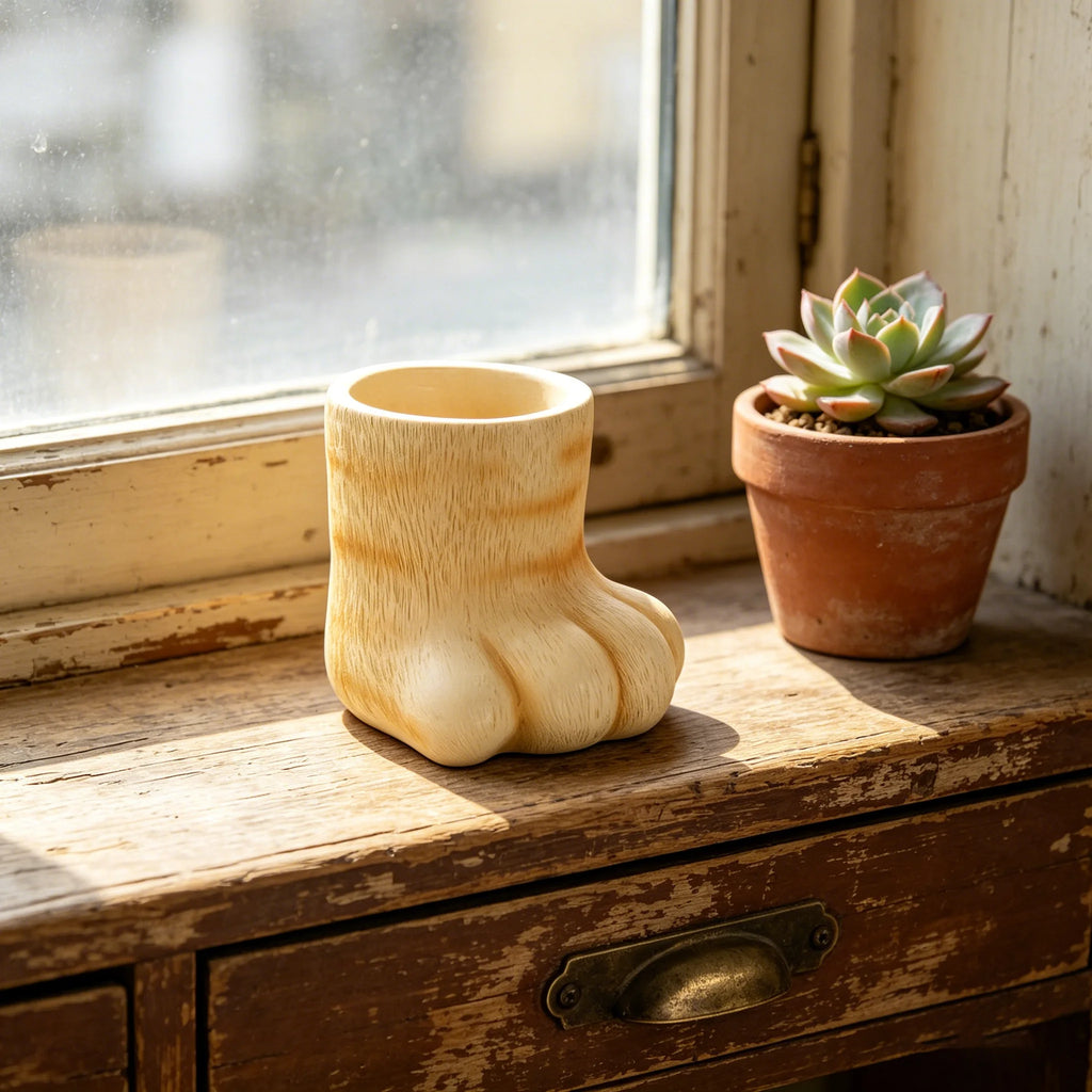 3D Cat Paw Resin Planter – Succulent Pot & Desk Organizer