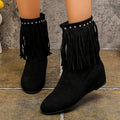 2025 New Women Tassel Boots Autumn Chelsea Western Boots Solid Comfortable Ankle Boots Women Designer Fashion Retro Shoes Women Zpaxo black 36