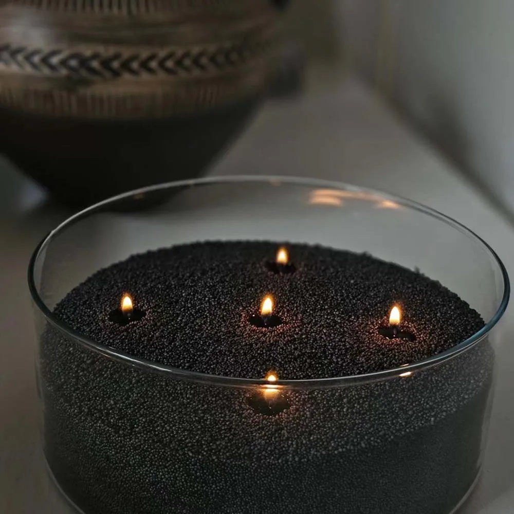 200G Black Sand Beaded Wax Candle Making Kit DIY Pearled Candle Candle Making 10PCS Wicks 2PCS Centering Devices 40 Stickers Dot Zpaxo