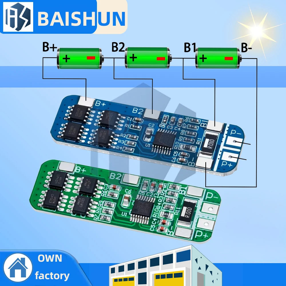 3S 12V 10A BMS Charger Board with Balance Function - LiFePO4/Li-ion 18650 Battery Protection Module (10.8V-12.6V) Zpaxo