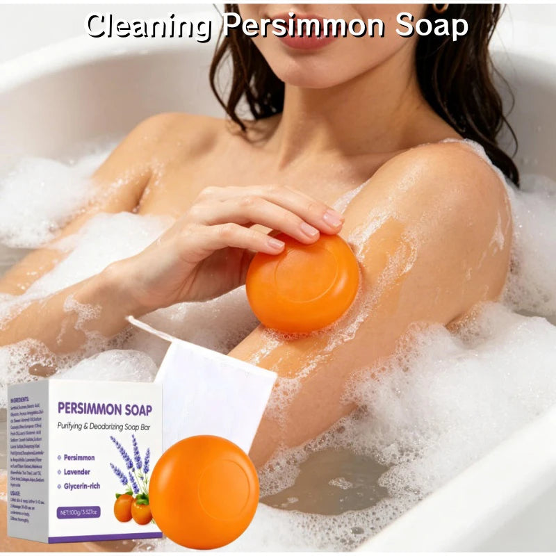 Persimmon Soap Bar – Deodorizing Deep Cleansing Face & Body 100g Handmade Soap Bar Zpaxo