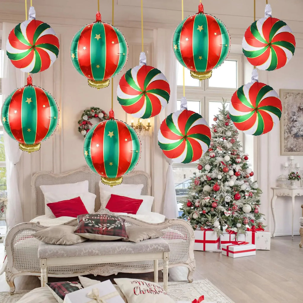 9-Pack Christmas Lollipop Foil Balloons – Holiday Party Decor Holiday Party Balloons Zpaxo