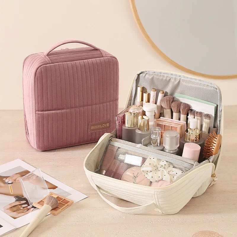 Autumn and Winter Dutch Fleece Multi Compartment Storage Foreskin Label Makeup Bag with Large Capacity and Standing Makeup Bag Zpaxo