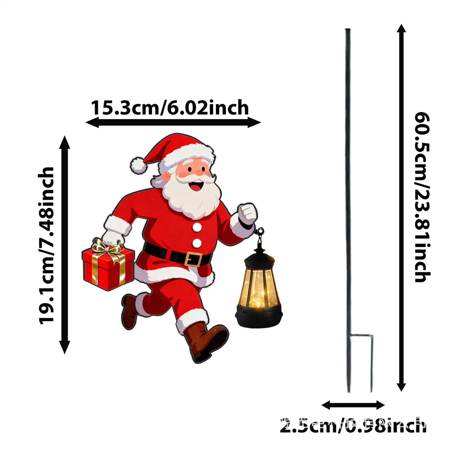 Christmas Garden Stakes LED Lighted Festival Signs Santa Holding