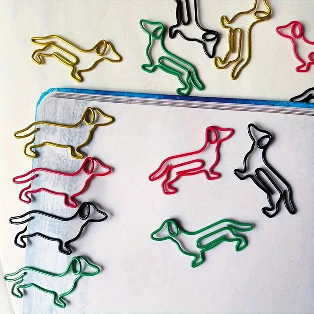20/40/50Pcs Metal Paper Clips Cat Dog Musical Notes Assorted Color Paperclips Bookmark Teacher Students Office Supplies Zpaxo