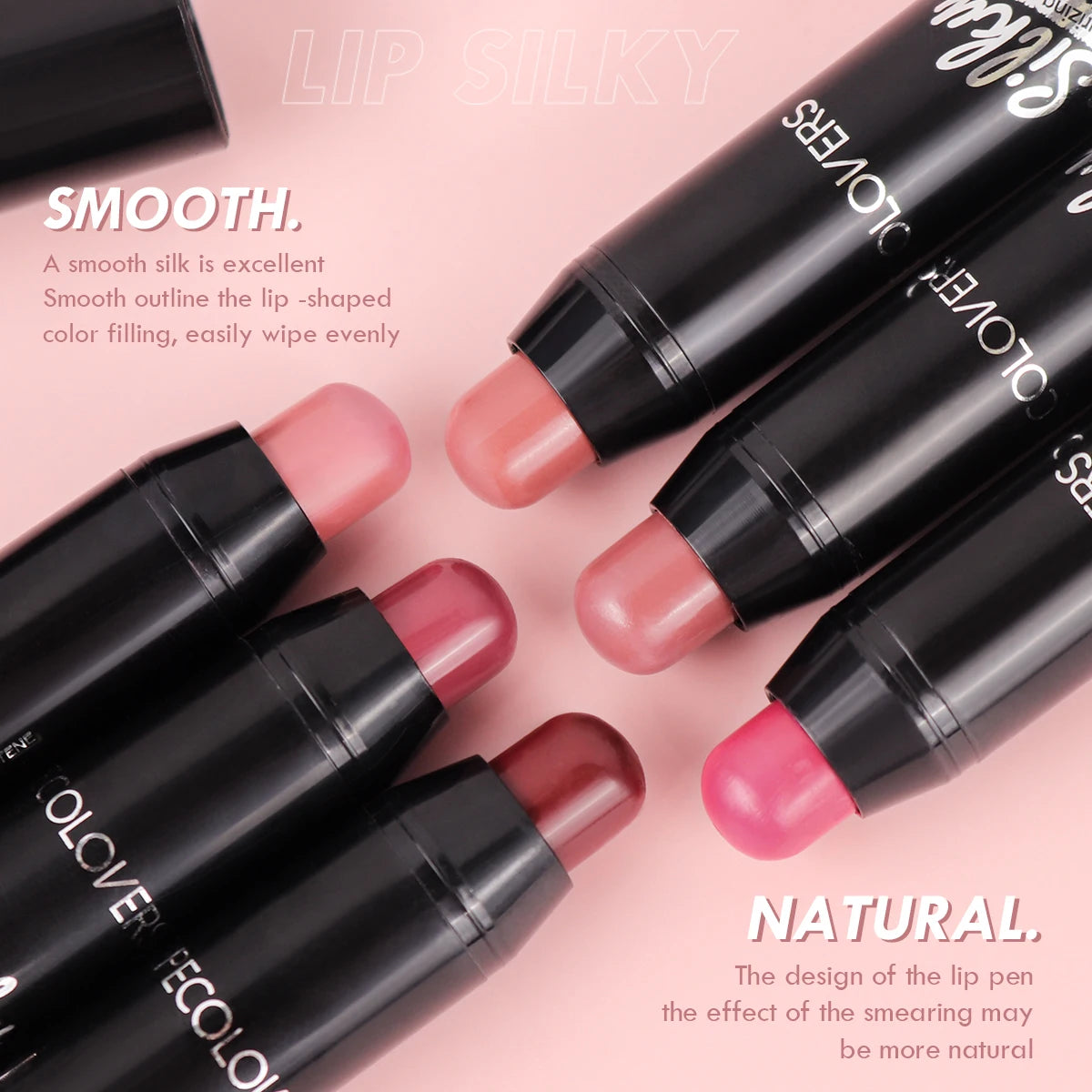 Crayon Lipstick Moisturizing Finish Lip Gloss Pen Liner Long Lasting