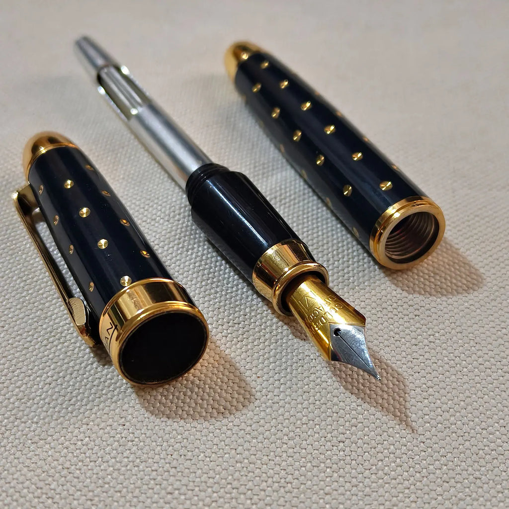 Chinese Dandong JINLONG Fountain Pens, Metal Copper Body, Full of Stars 1990s Style, Antique Writing Tool, Collectible Zpaxo