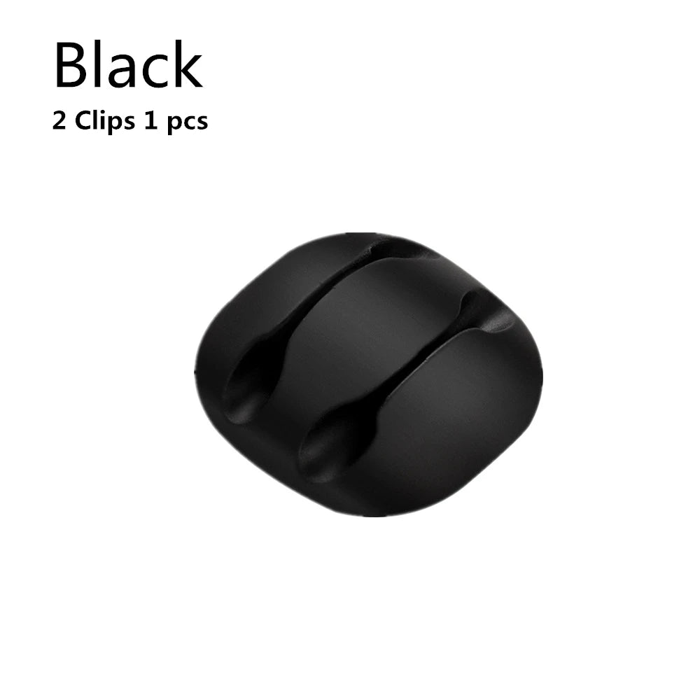 Silicone USB Cable Clip Winder Organizer Round Charger Cord Desk Tidy Zpaxo 2 clips - 1pcs