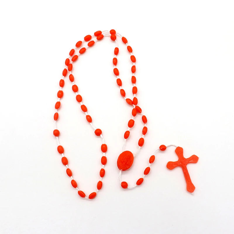 Luminous Catholic Christ Jesus Cross Plastic Rosary Crucifix Necklace Zpaxo
