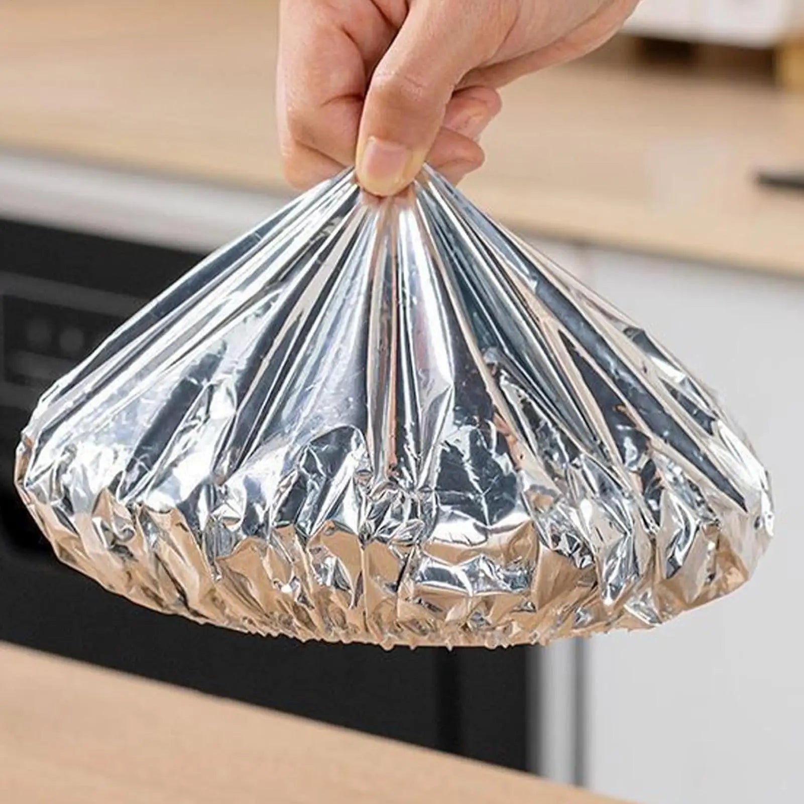 Reusable Aluminum Foil Elastic Covers Heat Retaining Lid Food Fresh