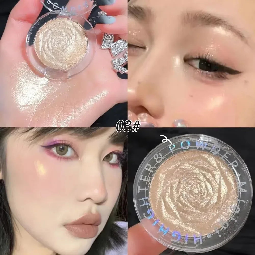 3D Rose Highlighter Makeup Palette Face Contour Bronzer Shimmer Zpaxo