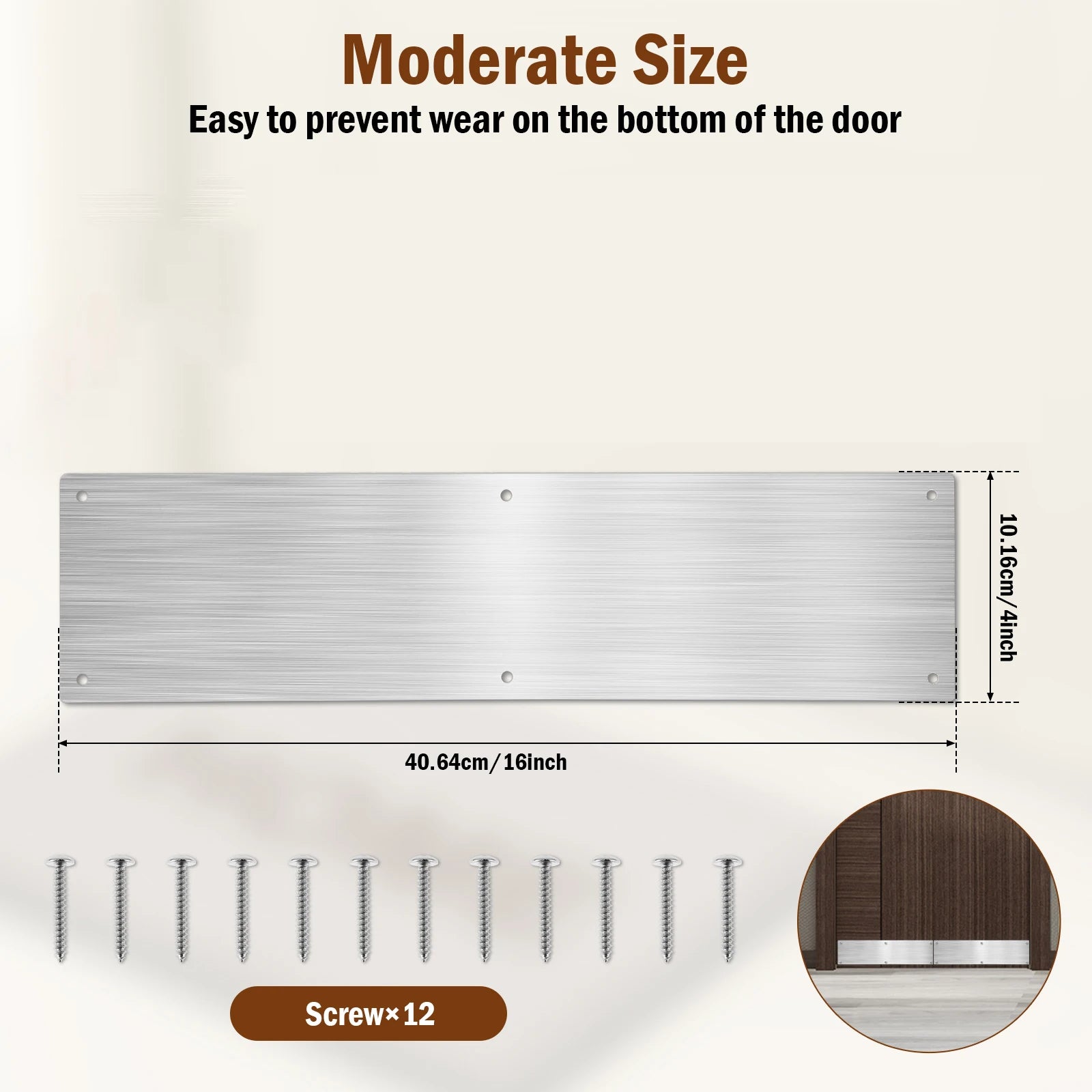 2/4Pcs Door Kick Plates 4*16Inch Stainless Steel Kick Plates Door Protection Metal Plate Anti Damage Door For Dog Enter the door Zpaxo Stainless steel 2 pieces 1 set
