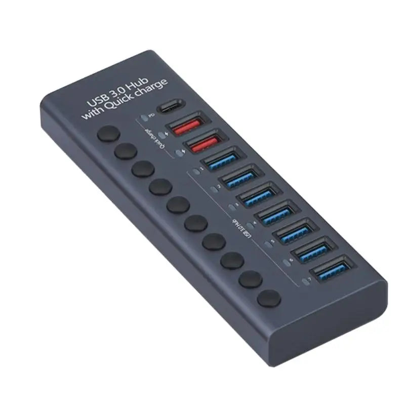 652F 9-Port USB C Hub Expander Power Switches LED Zpaxo