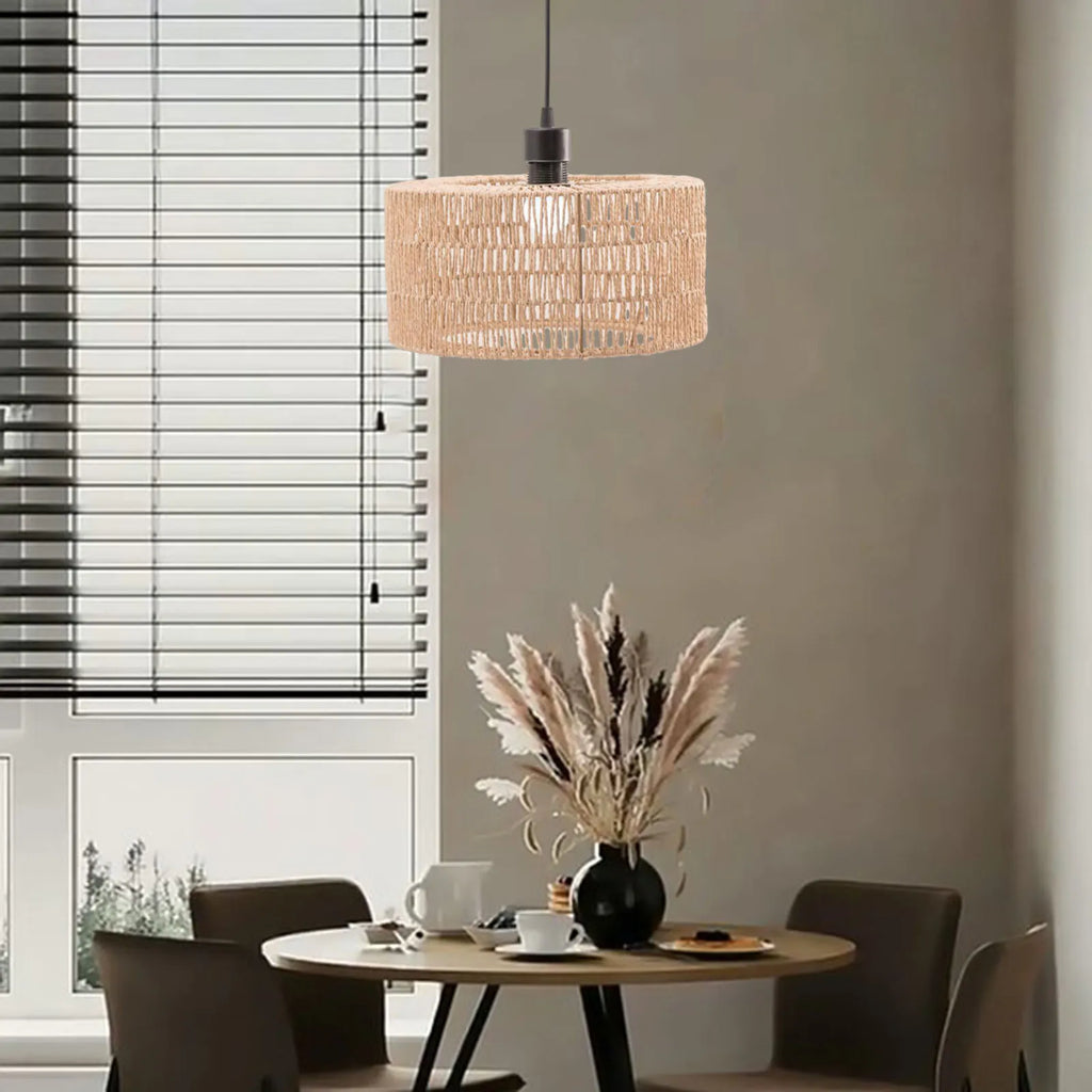 Paper Rope Lampshade Pendant Light Cage Classic Boho Woven Lamp Shade for Bedroom Living Room Farmhouse Kitchen Island Cafe Zpaxo