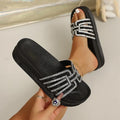Women's Fish Mouth Open Toe Comfortable Thick Sole Mid Heel Slippers Zpaxo black 35