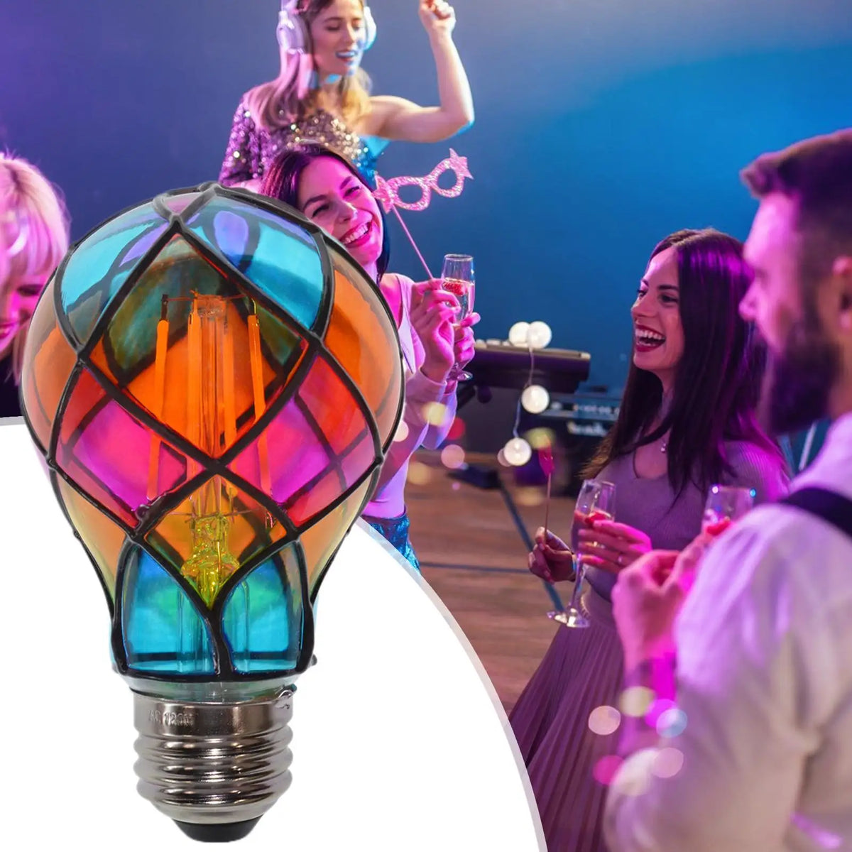Stained Glass Light Bulb E26 E26 Base 4W 120V LED Colored Bulb Romantic Lighting for Halloween Party Festive Bedside Lamp Indoor Zpaxo