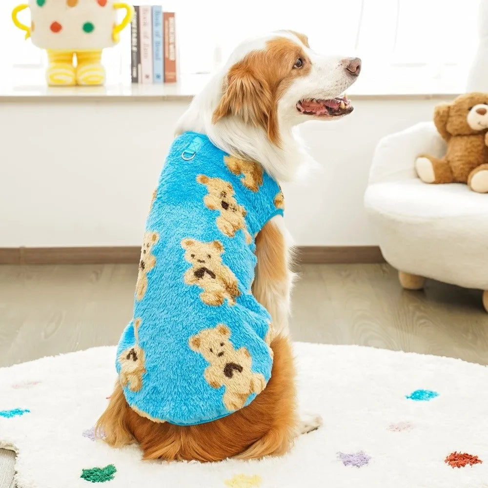 Winter Fleece Dog Vest – Bear Pattern | Sizes 3XL–9XL Dog Winter Vest Zpaxo