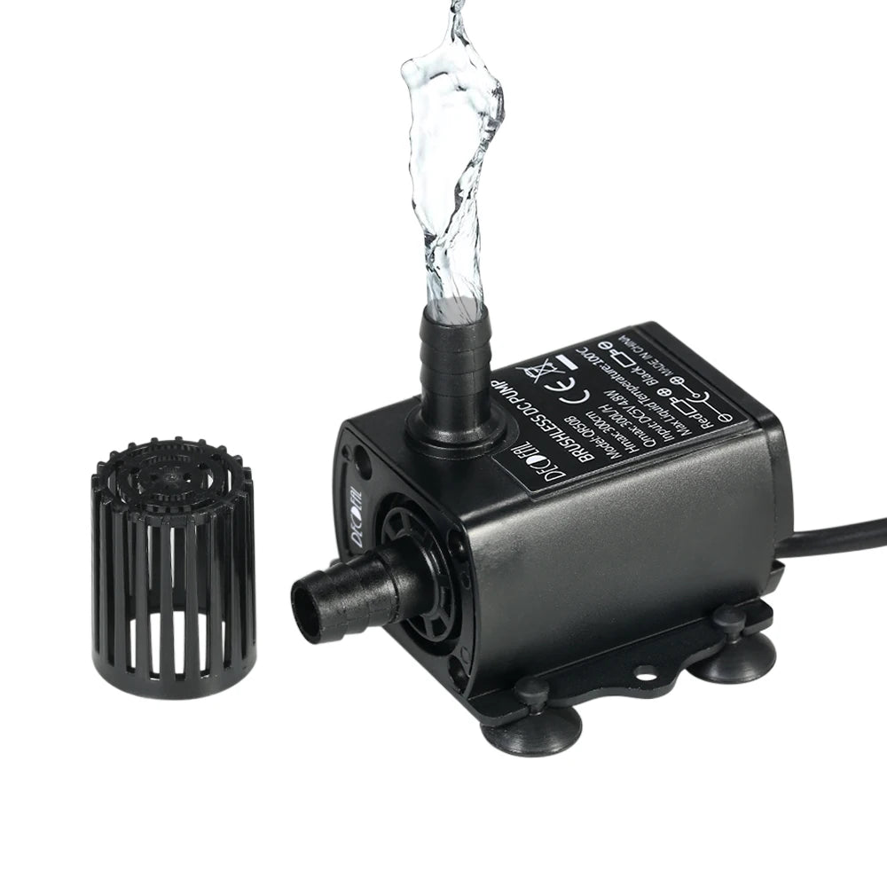 DC 5V 4.8W USB Ultra-quiet Mini Brushless Water Pump Waterproof Submersible Fountain Aquarium Circulating 300L/H Lift 300cm Zpaxo DC5V 2.4W
