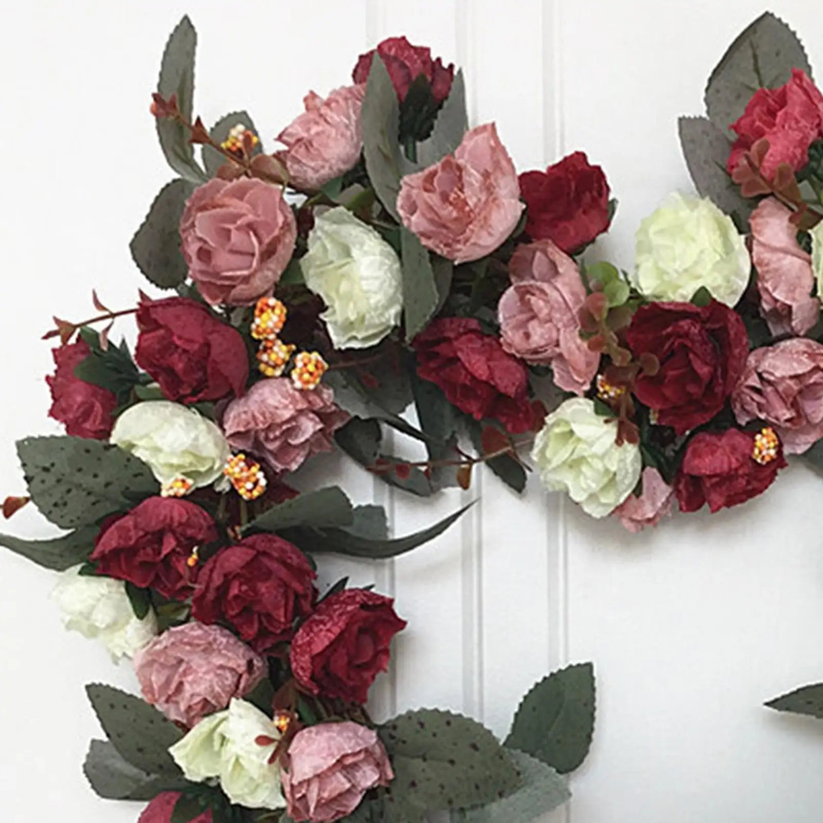 Heart-shaped Rose Wreath Artificial Wall Hanging Knocker Welcome Zpaxo