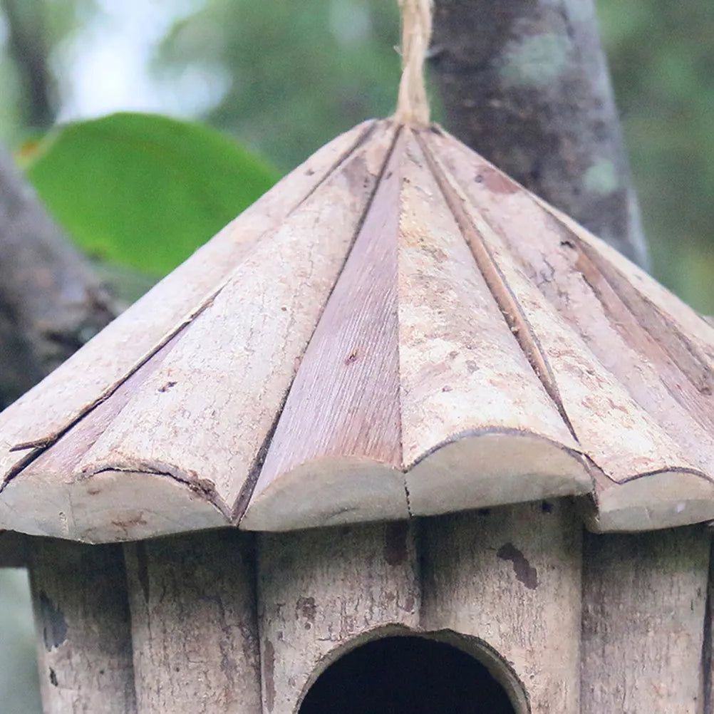 Creative Wooden Bird Nest Realistic Design Room Garden Decoration