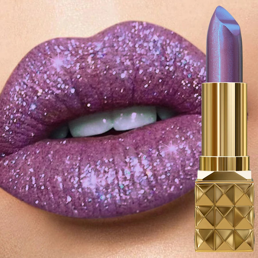 Sexy Glitter Lipstick Flash Lasting Easy Diamond Lip Tint Shiny
