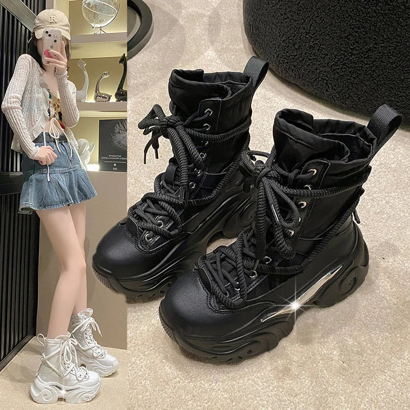 Women Ankle Boots Autumn Chunky Shoes Woman Platform Breathable Zpaxo