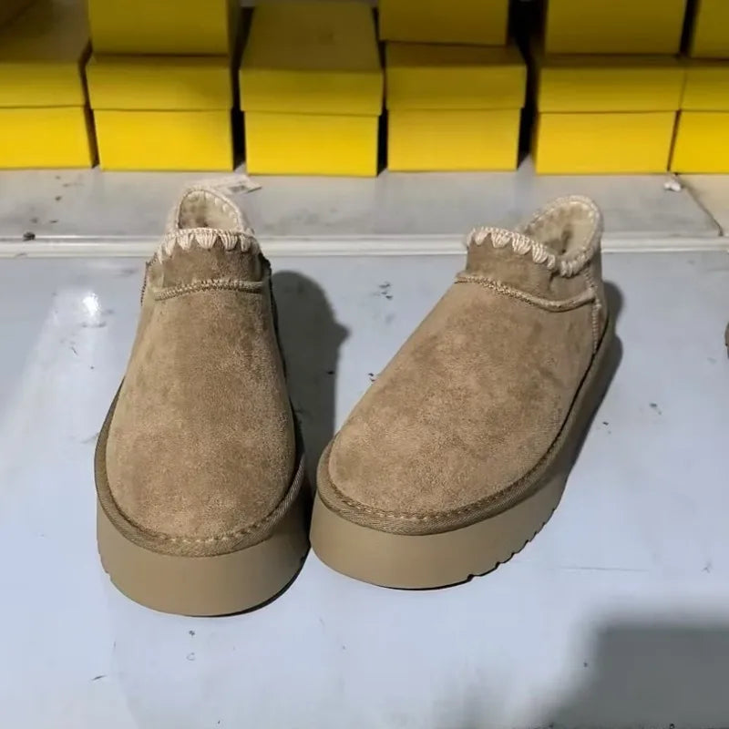 Winter Warm Suede Boots Women Classci Leather Women's Snow Outdoor Zpaxo sand color 35