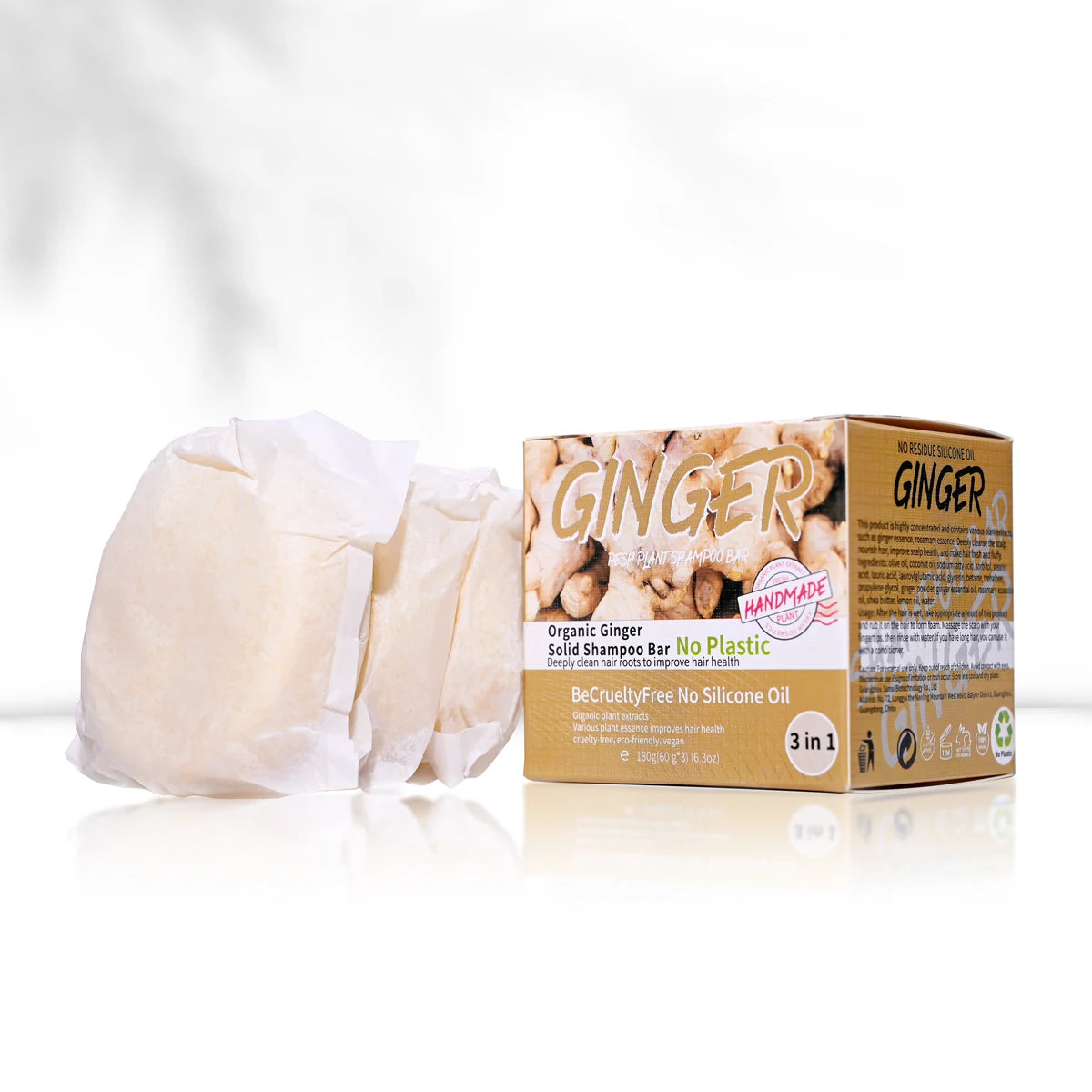 3-Pack Ginger Shampoo Soap – Oil Control, Silicone-Free Bar Solid Shampoo Bar Zpaxo