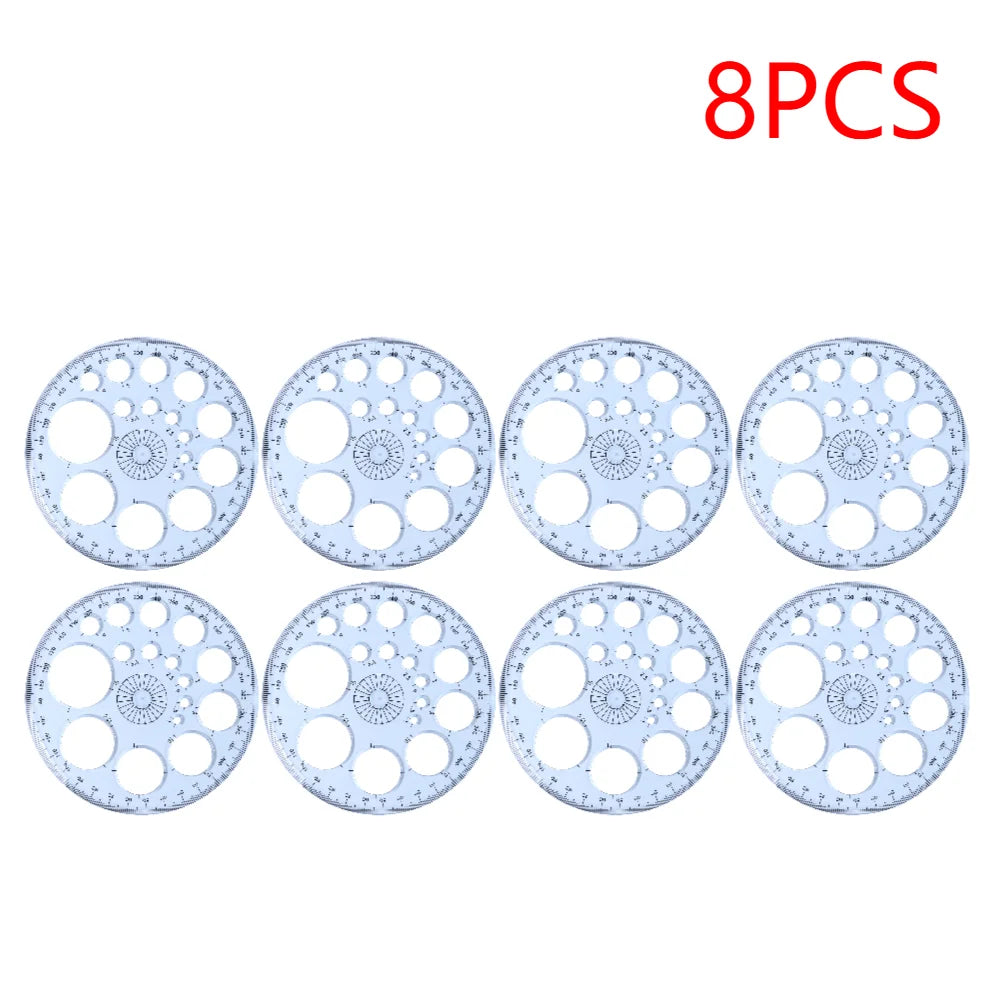 Multifunction Geometric Template Plastic Measuring Ruler Circles Zpaxo 8pcs