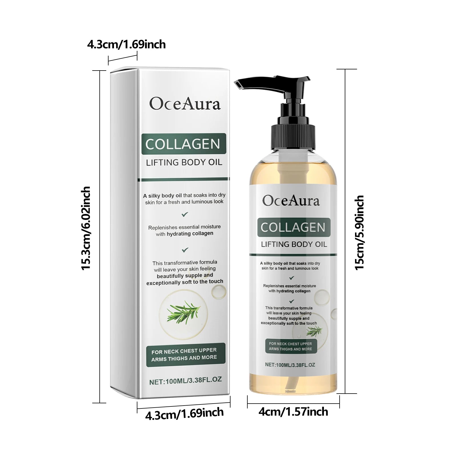 OceAura Collagen Lifting Body Oil – Firming & Hydrating 100ml Firming Body Oil Zpaxo