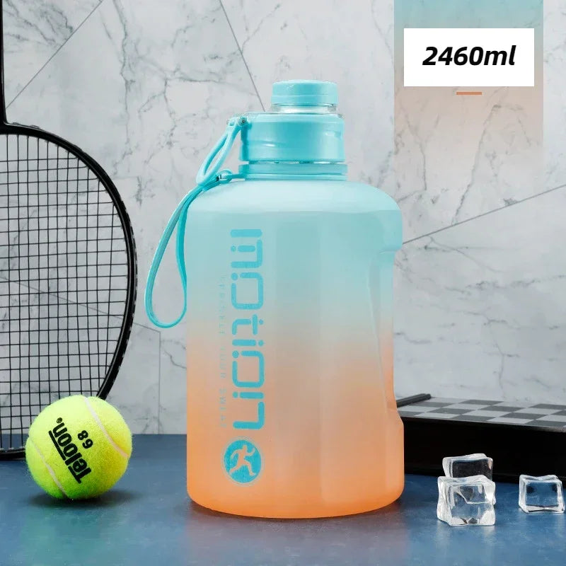 2 Liter Sports Water Bottle Straw Large Capacity Fitness Scale Zpaxo 1.6L Blue