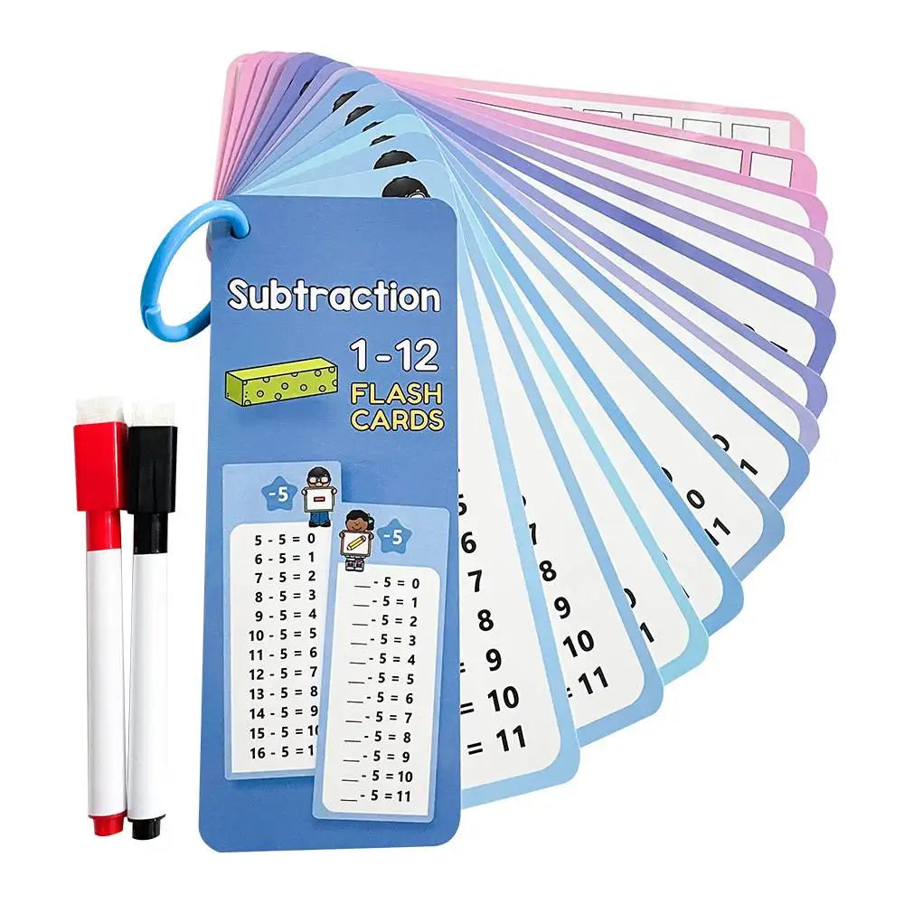15Pcs/set Math Addition Subtraction Multiplication Division Erasable Reusable Number Learning Cards Children's Math Teaching Aid Zpaxo subtraction