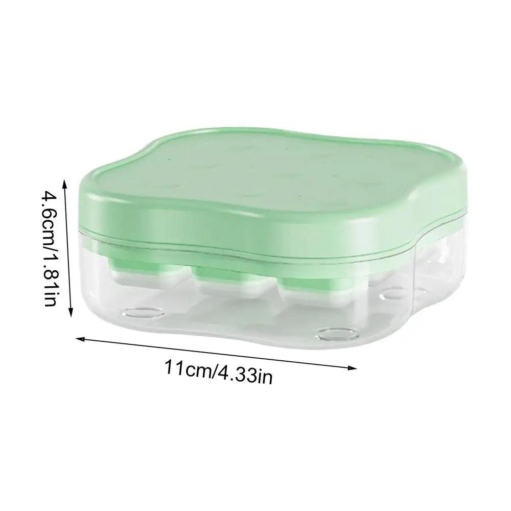 9-Grid Press Ice Cube Tray with Lid – Easy Release Freezer Mold Ice Cube Tray Zpaxo Green