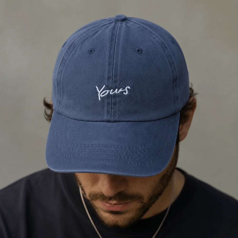 Washed Cotton Yours Letter Embroidered Cap Ripped Brim Hip Hop Distressed Baseball Cap Sunscreen Adjustable Sun Hat Zpaxo