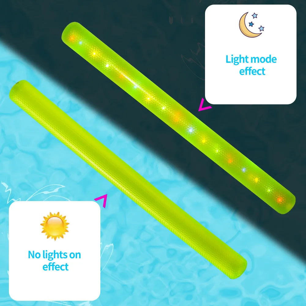 LED Inflatable Floating Pool Stick Kids Adults Light Up Swimming