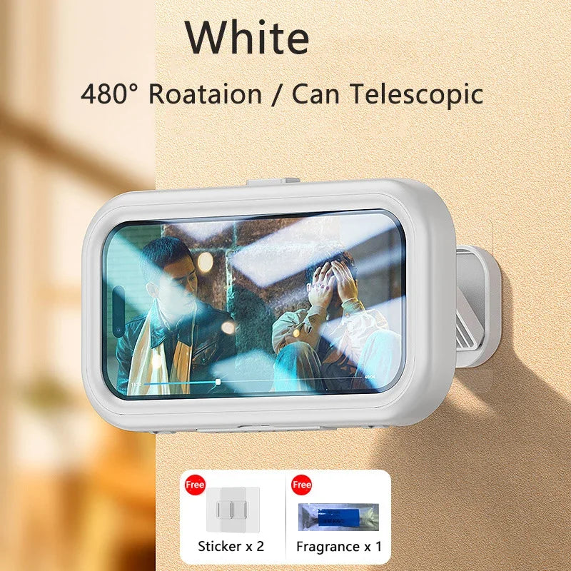 Fixed Universal Waterproof and Anti-fog Mobile Phone Case for Bathroom Shower Phone Holder Waterproof Can Touched Shower Phone Zpaxo Upgrade White