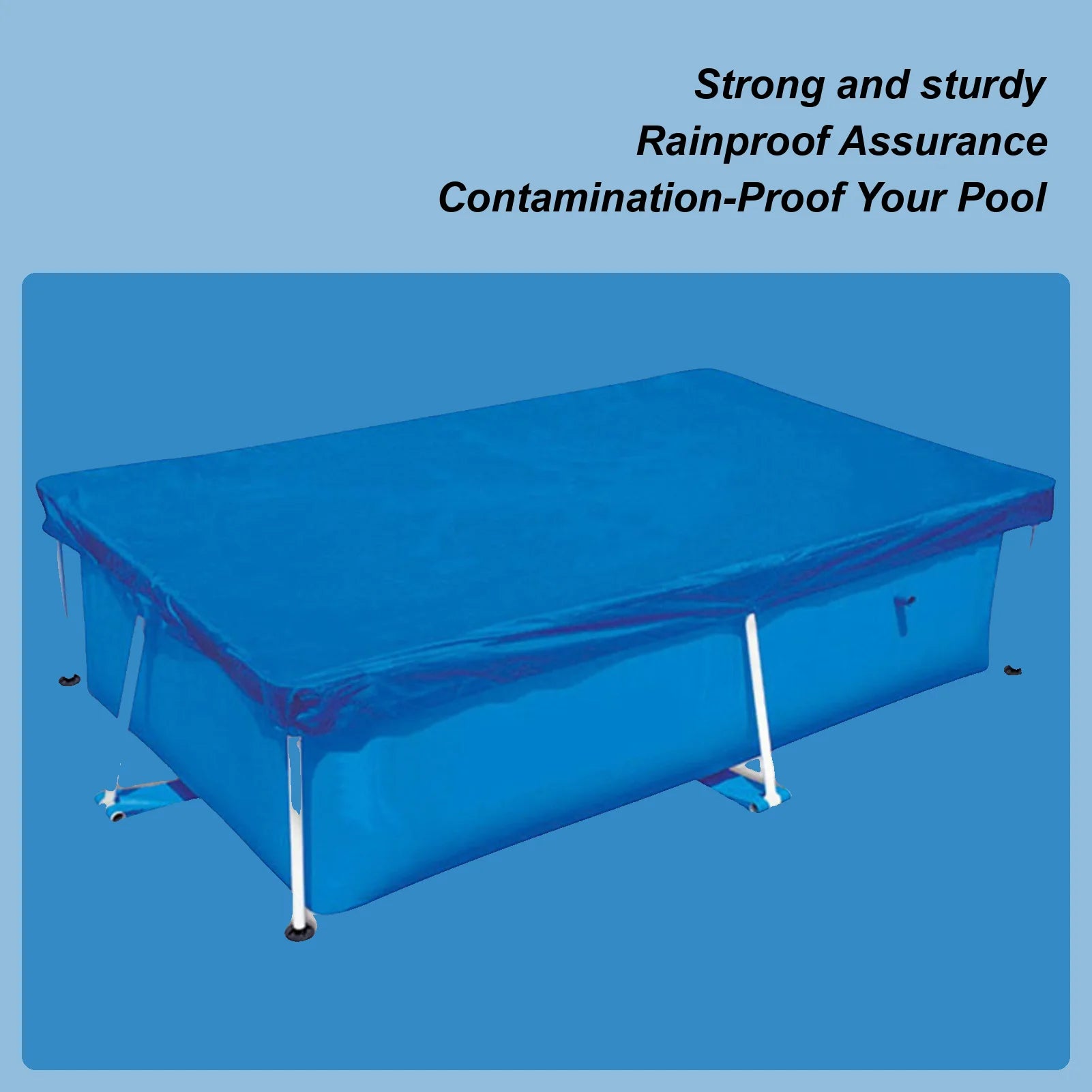 Rectangle Pool Cover Waterproof PE Foldable Inflatable Pool Cover for above Ground Pool Family Pool Cover Outdoor Paddling Zpaxo