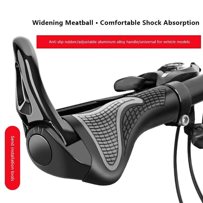 Bike Handlebar Grips Ergonomics Extended Bar Non-slip Rubber Durable