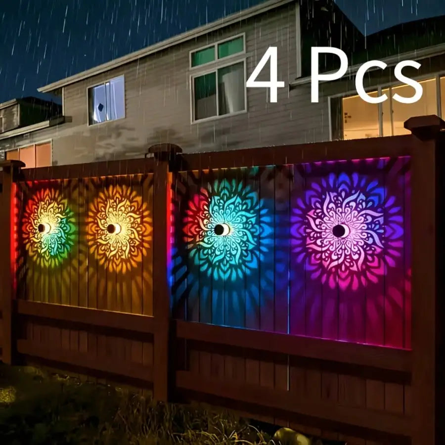 Solar-powered Mandala Metal Hollow Outdoor Wall Lamp Garden Solar