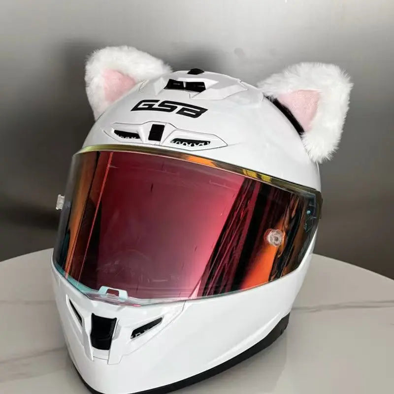 Plush Cat Ear Motorcycle Helmet Decoration | Velcro Attachment